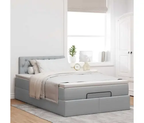 Osmanų Lova Su Čiužiniu, Pilkas, 120X190cm Audinys