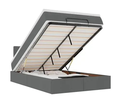 Osmanų Lova Su Čiužiniu Ir Led Tamsiai Pilkas 120X190Cm Audinys