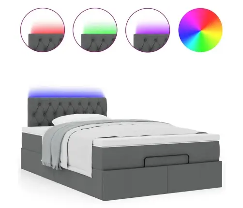 Osmanų Lova Su Čiužiniu Ir Led Tamsiai Pilkas 120X190Cm Audinys