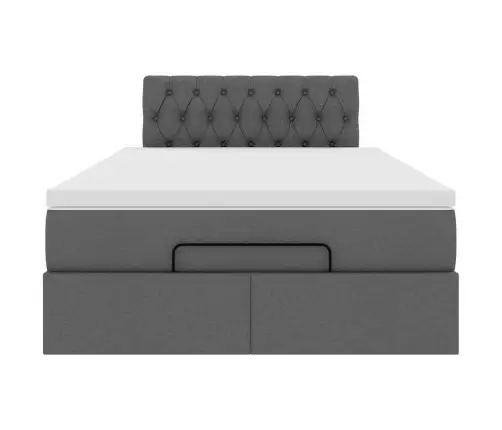 Osmanų Lova Su Čiužiniu Ir Led Tamsiai Pilkas 120X190Cm Audinys