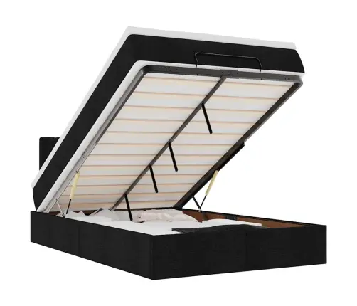 Ottomani Voodi Madratsi Ja Led, Must, 120X190 cm Kangas