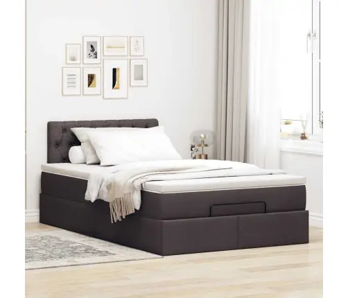 Osmaņu Gultas Rāmis Ar Matrača Tumši Pelēks 120X190 Cm Audums Vidaxl