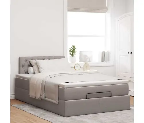 Ottomani Voodi Madratsi Ja Led, Pruunikashall, 120X190Cm Kangas