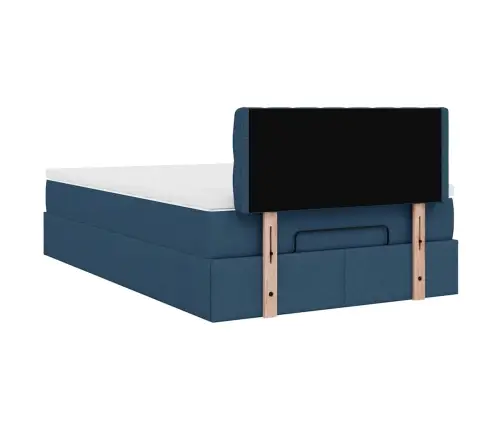 Osmaņu Gulta Ar Matraci&Leds, Zils, 120X190 Cm, Audums Vidaxl