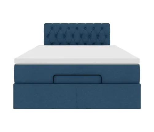 Osmaņu Gulta Ar Matraci&Leds, Zils, 120X190 Cm, Audums Vidaxl
