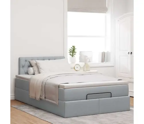 Osmanų Lova Su Čiužiniu, Pilkas, 120X200cm Audinys