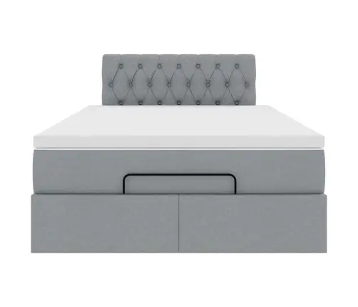 Osmanų Lova Su Čiužiniu, Pilkas, 120X200cm Audinys