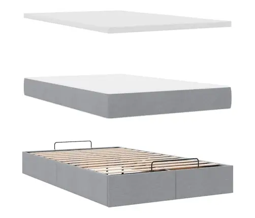 Osmanų Lova Su Čiužiniu, Pilkas, 120X200cm Audinys