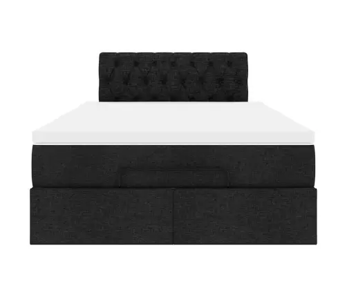 Osmaņu Gultas Rāmis Ar Matrača Melns 120X200 Cm Audums Vidaxl