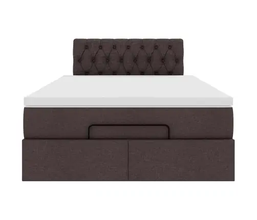 Osmaņu Gultas Rāmis Ar Matrača Tumši Brūns 120X200 Cm Audums Vidaxl