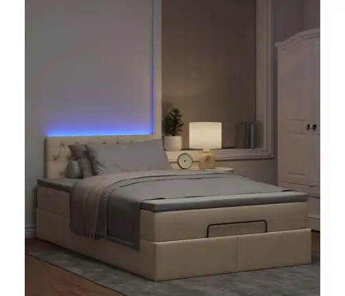 Osmaņu Gultas Rāmis Ar Matrača Krēmkrāsas 120X200 Cm Audums Vidaxl