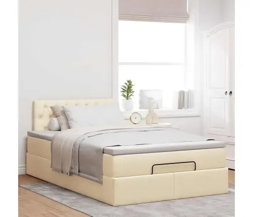 Osmaņu Gultas Rāmis Ar Matrača Krēmkrāsas 120X200 Cm Audums Vidaxl