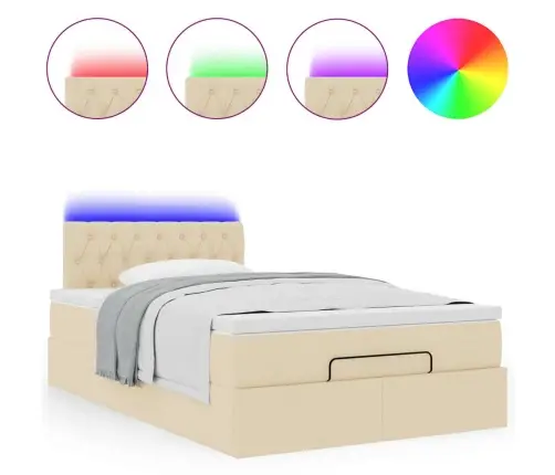 Osmaņu Gultas Rāmis Ar Matrača Krēmkrāsas 120X200 Cm Audums Vidaxl