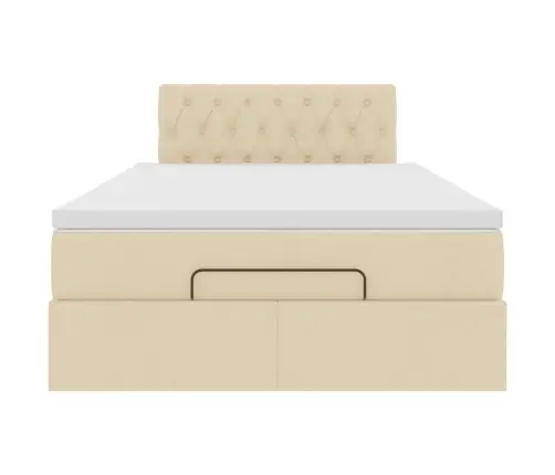 Osmaņu Gultas Rāmis Ar Matrača Krēmkrāsas 120X200 Cm Audums Vidaxl