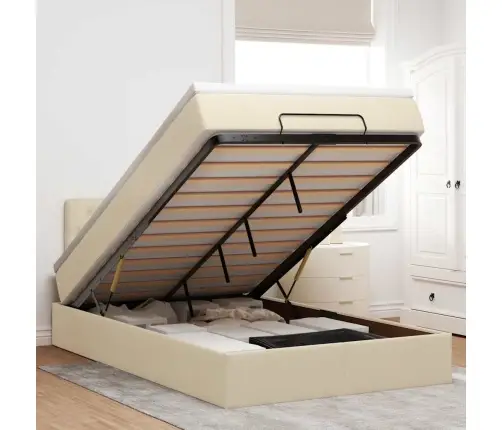 Osmaņu Gultas Rāmis Ar Matrača Krēmkrāsas 120X200 Cm Audums Vidaxl