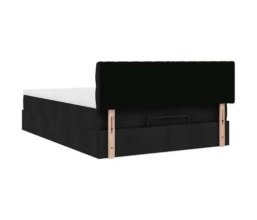 Osmaņu Gulta Ar Matraci & Leds, Melns, 140X200 Cm, Audums Vidaxl