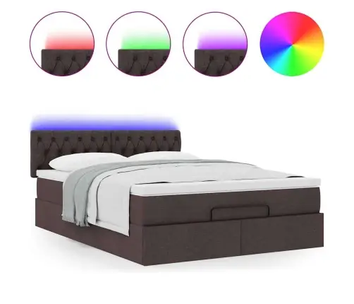 Ottomani Voodiraam Madratsiga, Tumepruun, 140X200 cm Kangas