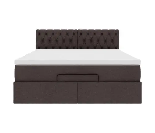 Ottomani Voodiraam Madratsiga, Tumepruun, 140X200 cm Kangas