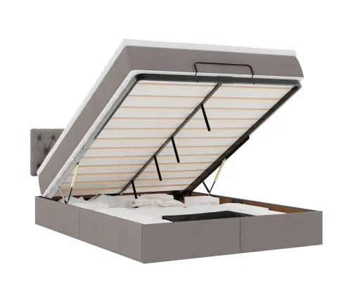 Osmanų Lova Su Čiužiniu Ir Led Lemputėmis Taupe 140X200 Cm