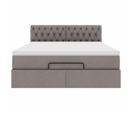 Osmanų Lova Su Čiužiniu Ir Led Lemputėmis Taupe 140X200 Cm