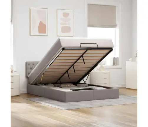 Osmanų Lova Su Čiužiniu Ir Led Lemputėmis Taupe 140X200 Cm