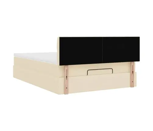 Ottomani Voodi Madratsita Ja Led, Kreemjas, 140X200 cm Kangas