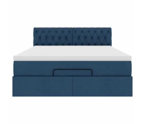 Osmanų Lovos Rėmas Su Čiužiniu, Mėlynas, 140X200cm Audinys