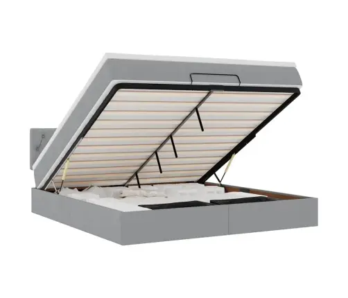 Osmaņu Gultas Rāmis Ar Matrača Gaiši Pelēks 160X200 Cm Audums Vidaxl