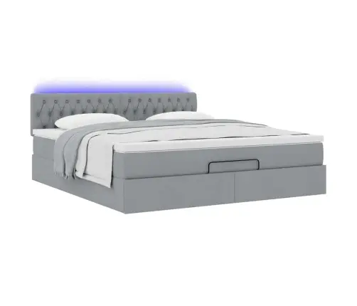 Osmaņu Gultas Rāmis Ar Matrača Gaiši Pelēks 160X200 Cm Audums Vidaxl