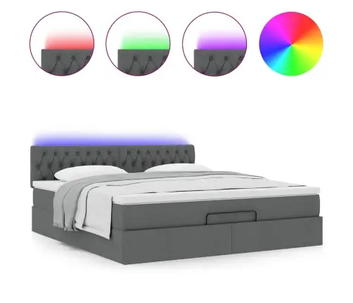 Osmaņu Gultas Rāmis Ar Matrača Tumši Pelēks 160X200 Cm Audums Vidaxl