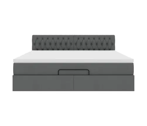 Osmaņu Gultas Rāmis Ar Matrača Tumši Pelēks 160X200 Cm Audums Vidaxl