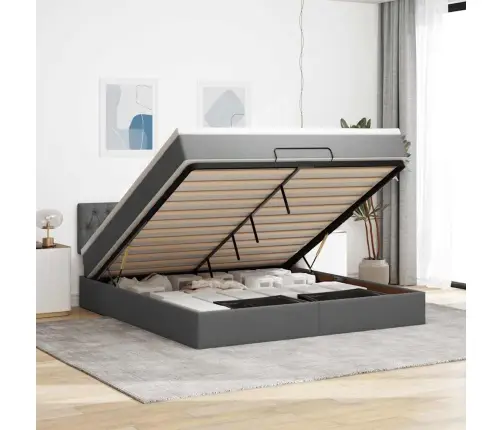 Osmaņu Gultas Rāmis Ar Matrača Tumši Pelēks 160X200 Cm Audums Vidaxl