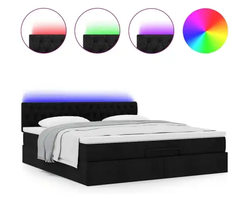 Osmanų Lovos Rėmas Su Čiužiniu, Juodas, 160X200 cm Audinys