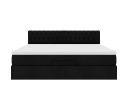 Osmanų Lovos Rėmas Su Čiužiniu, Juodas, 160X200 cm Audinys