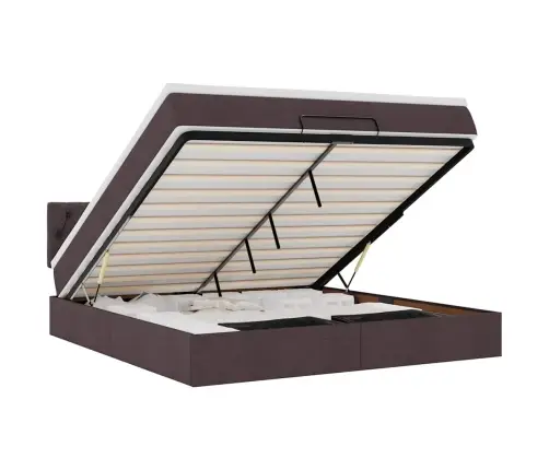 Ottomani Voodiraam Madratsiga, Tumepruun, 160X200 cm Kangas