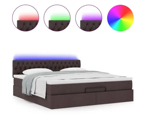 Ottomani Voodiraam Madratsiga, Tumepruun, 160X200 cm Kangas