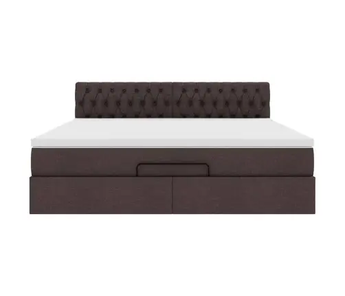 Ottomani Voodiraam Madratsiga, Tumepruun, 160X200 cm Kangas