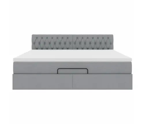 Ottomani Voodi Madratsi Ja Led, Helehall, 180X200cm Kangas