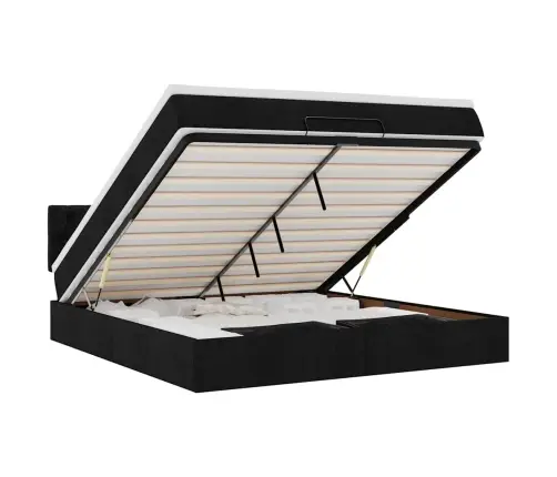 Ottomani Voodi Madratsi Ja Led, Must, 180X200cm Kangas