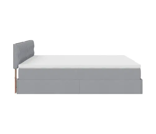 Osmaņu Gultas Rāmis Ar Matračiem Gaiši Pelēks 200X200Cm Audums Vidaxl