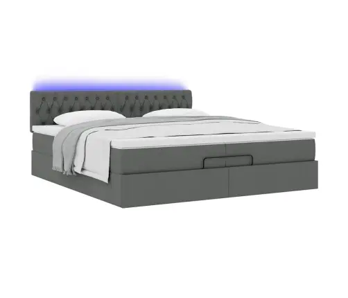 Ottomani Voodiraam Madratsitega, Tumehall, 200X200cm Kangas