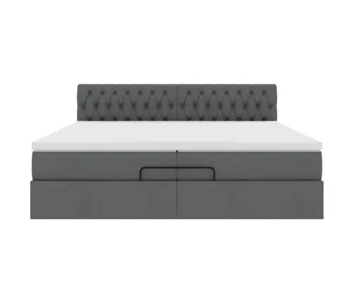 Ottomani Voodiraam Madratsitega, Tumehall, 200X200cm Kangas