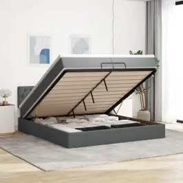 Ottomani Voodiraam Madratsitega, Tumehall, 200X200cm Kangas