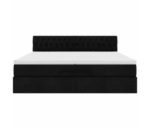 Ottomani Voodiraam Madratsitega, Must, 200X200cm Kangas