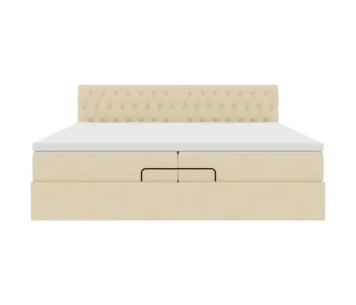 Osmaņu Gultas Rāmis Ar Matračiem Krēmkrāsas 200X200Cm Audums Vidaxl