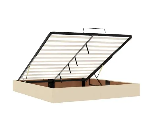 Osmaņu Gultas Rāmis Ar Matračiem Krēmkrāsas 200X200Cm Audums Vidaxl