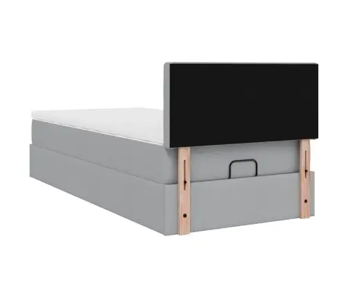 Ottomani Voodi Madratsi Ja Led, Helehall, 80X200cm Kangas