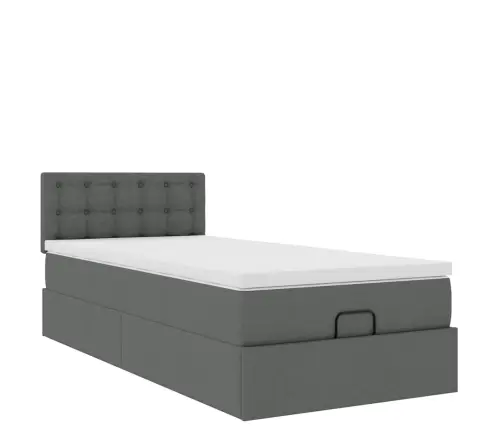 Osmaņu Gulta Ar Matraci & Leds, Tumši Pelēks, 80X200 Cm, Audums Vidaxl