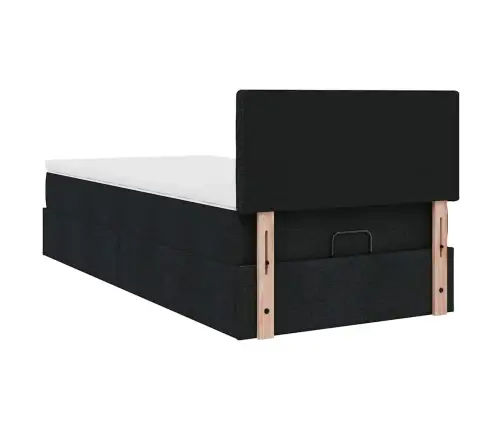 Ottomani Voodi Madratsi Ja Led, Must, 80X200cm Kangas