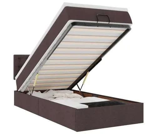 Osmanų Lovos Rėmas Su Čiužiniu, Rudas, 80X200cm Audinys